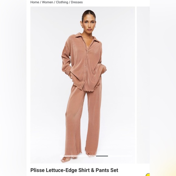PLISSE LETTUCE EDGE shirt & pants SET - Picture 1 of 4